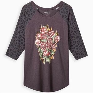 Torrid Baseball Raglan Tee - Leopard Roses